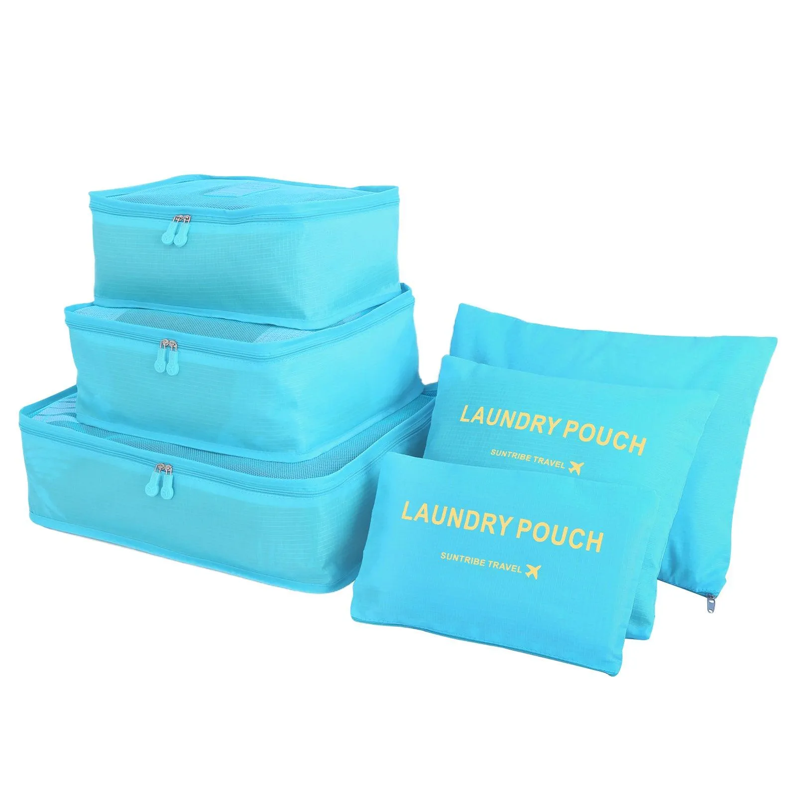 6 pcs Packing Cubes Luggage Storage Organiser Travel Compression Suitcase Bags Random Color