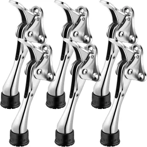 6 Pieces Heavy Duty Door Stops for Bottom of Door Kickdown Door Stops Metal Doorstop with Adjustable Rubber Tips Spring Door Stop Kick Door Stop Replacements
