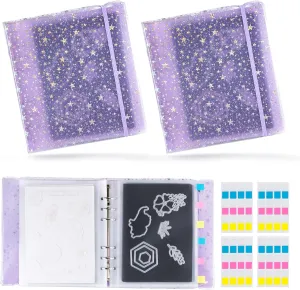 60pcs Magnetic Sheets and Storage Bags for Stamps and Dies Storage with Album Pocket, Die Cut Storage Set for Storage Die Cutting,DIY Scrapbooking,Card Making Supplies (Purple 2 sets)