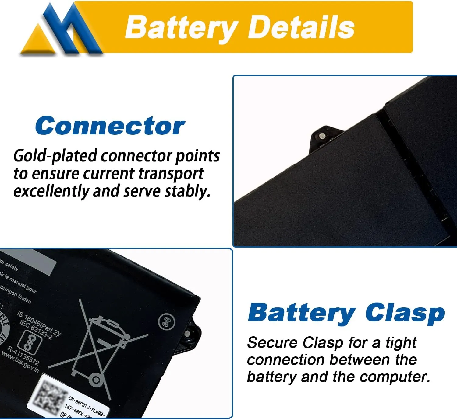 64Wh GRT01 Laptop Battery Replacement for Dell Latitude 15 5521 5531 14 5421 5431 Precision 3470 3561 3571 Alienware m17 R5 AMD Series R05P0 00P3TJ 0P3TJ VXD57 05RGW 9JRV0 15.2V 4000mAh 4-Cells