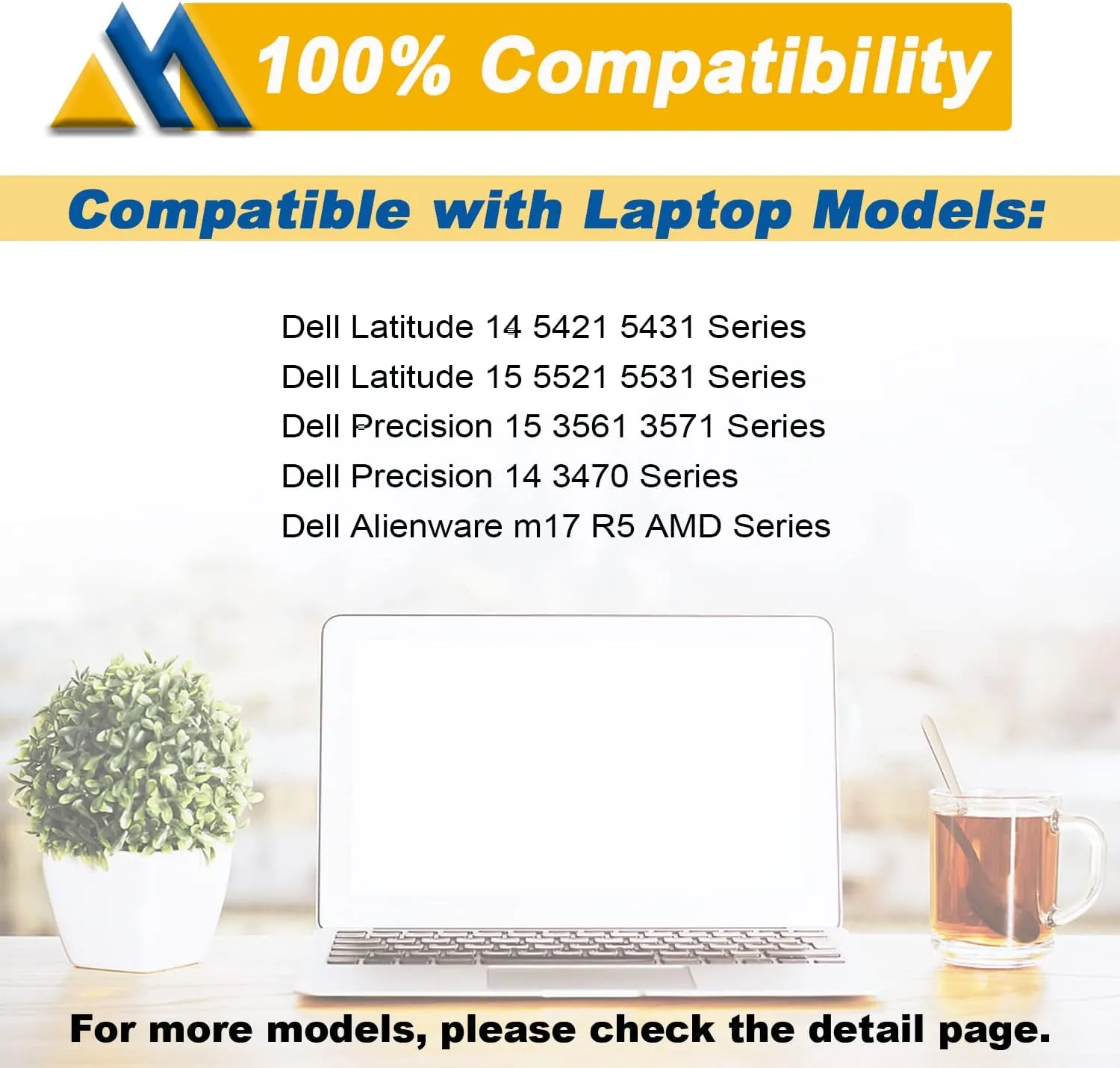 64Wh GRT01 Laptop Battery Replacement for Dell Latitude 15 5521 5531 14 5421 5431 Precision 3470 3561 3571 Alienware m17 R5 AMD Series R05P0 00P3TJ 0P3TJ VXD57 05RGW 9JRV0 15.2V 4000mAh 4-Cells