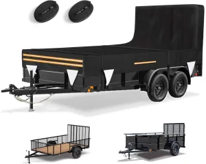 7 x 14 Windproof Utility Trailer Cover, 600D Waterproof Heavy Duty Cover with Rear Landscape/Tailgate Ramp with Windproof Ropes Fits 7 x 14 FT Trailers