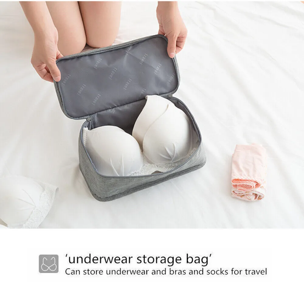 7Pcs Packing Cubes Travel Pouches Luggage Organiser Clothes Suitcase Storage Bag