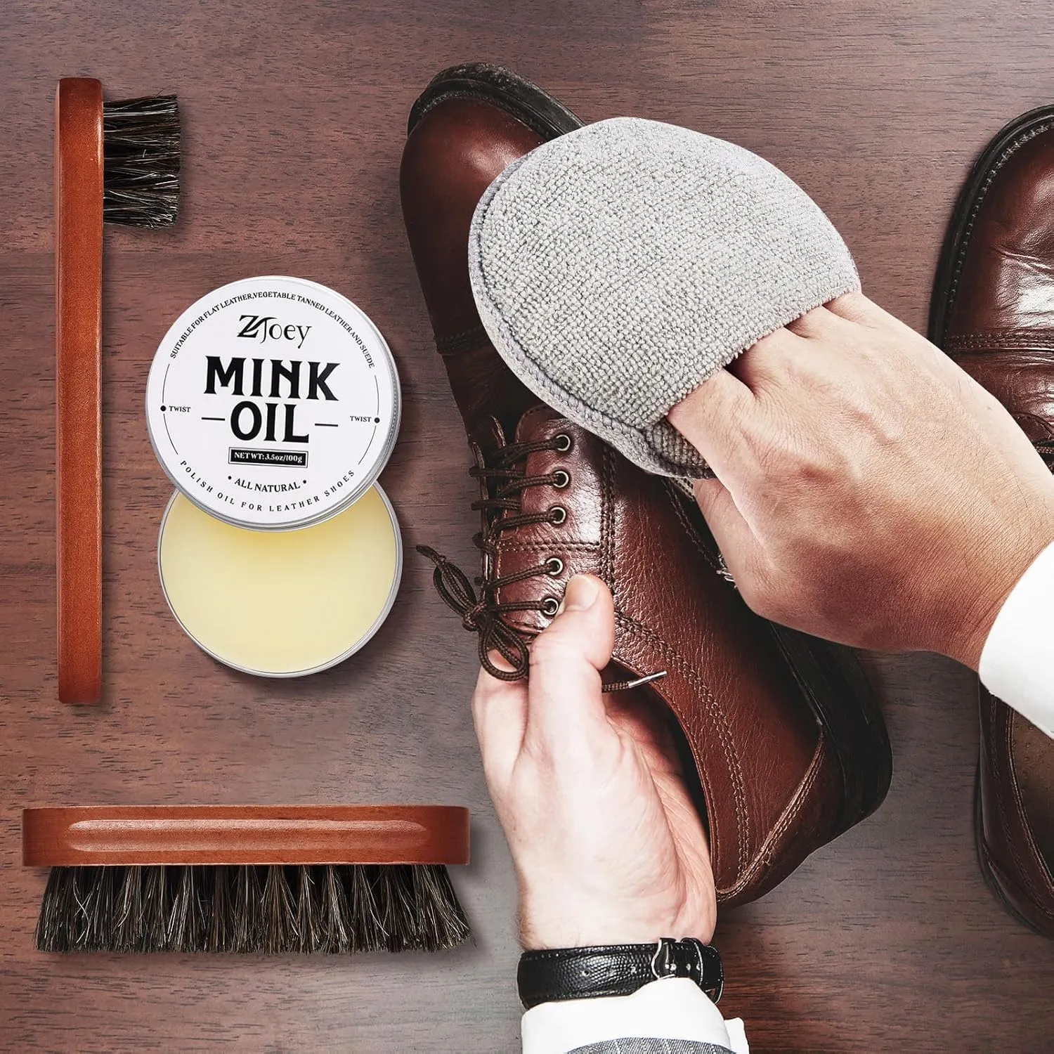 8 Pcs Mink Oil for Leather Shoes Boots 3.5 oz Leather Conditioner and Cleaner with Travel Bag Soften for Boots and Shoes Care(Style A)