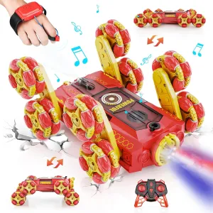 8WD Remote Control Stunt Car - Gesture Sensing RC Toy for Kids Ages 8 , 2.4Ghz Hand Controlled With Spray, Light & Sound, 360 Rotating Transform Drift Climbing Racing