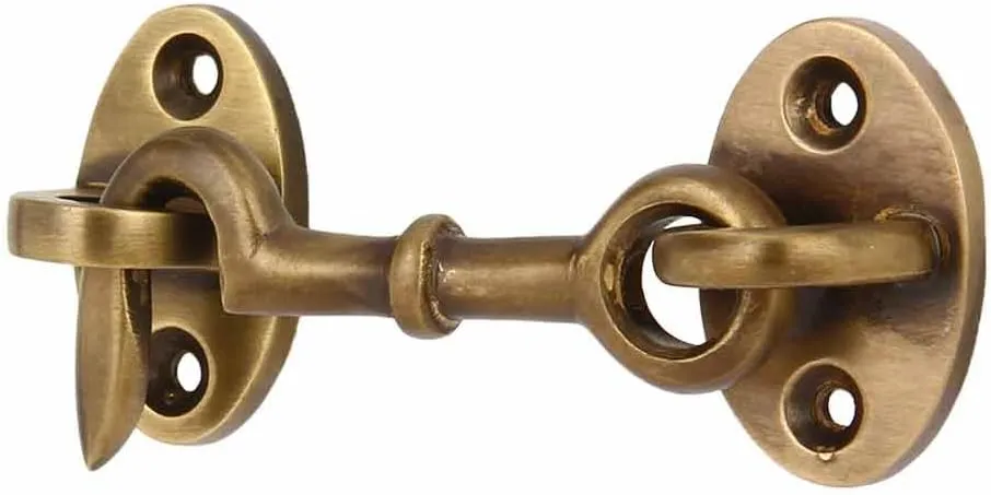 A29 Cabin Hook, Brass Latch for Door, Window Sash Catch, Barn Door Locks, Antique Brass Finish