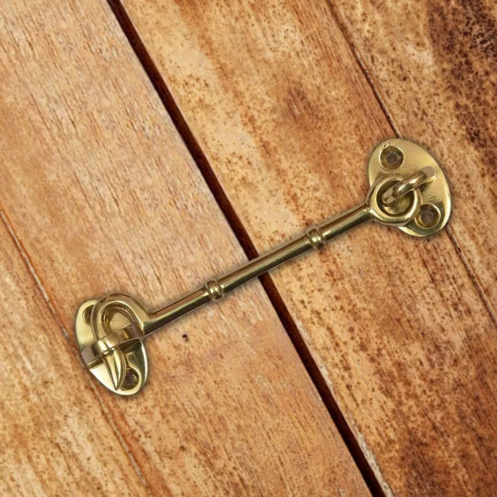 A29 Cabin Hook, Brass Latch for Door, Window Sash Catch, Barn Door Locks, Antique Brass Finish