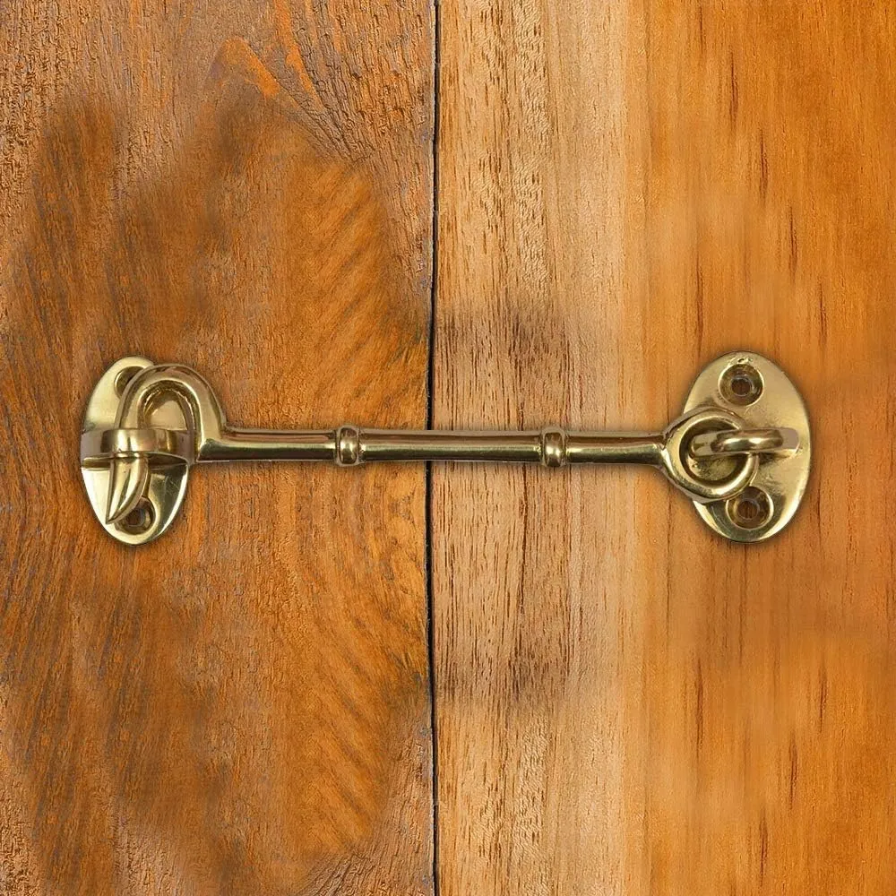 A29 Cabin Hook, Brass Latch for Door, Window Sash Catch, Barn Door Locks, Antique Brass Finish