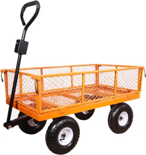 AAIN Heavy Duty Utility Wagon, Garden Cart with 800 Lbs Capacity, Removable Mesh Sides,10 Inch Wheels and 180° Rotating Handle, 4cu.ft Load Capacity Outdoor Wagons