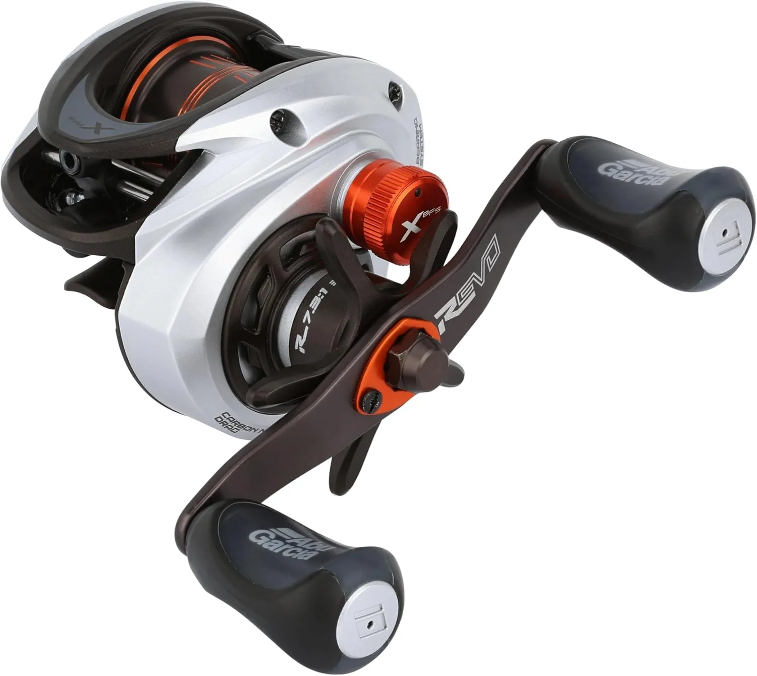 Abu Garcia Revo X BFS Low Profile Reel, Reliable Freshwater Fishing Reel, Lightweight C6 Carbon Sideplates and BFS Tuned MagTrax Braking System, Carbon Matrix Drag System