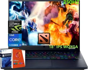 acer Predator Helios 18 Gaming Laptop, GeForce RTX 4090,18" 2560 x 1600 IPS 250Hz 1000 nits, Intel 24-Core i9-14900HX, 32 GB DDR5, 1 TB SSD, WiFi 7, Per Key RGB Backlit KB, Win 11 Pro, w/Accessories
