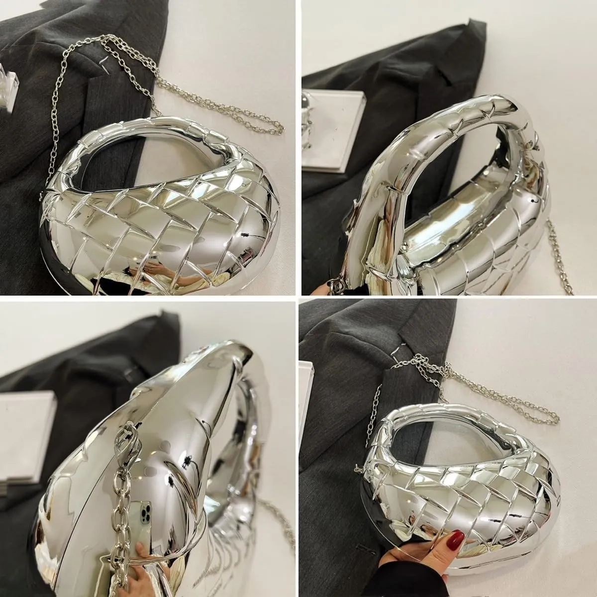 Acrylic Handbags for Women Cute Acrylic Clutch Small Unique Purse Trendy Metal Evening Bag for Party Cocktail