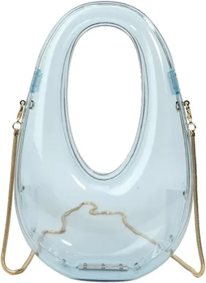 Acrylic Moon Shape Evening Clutch Purse For Women Metal Chains Unique Shoulder Bag Handbag For Wedding Party Prom (Blue,Female,Adult)