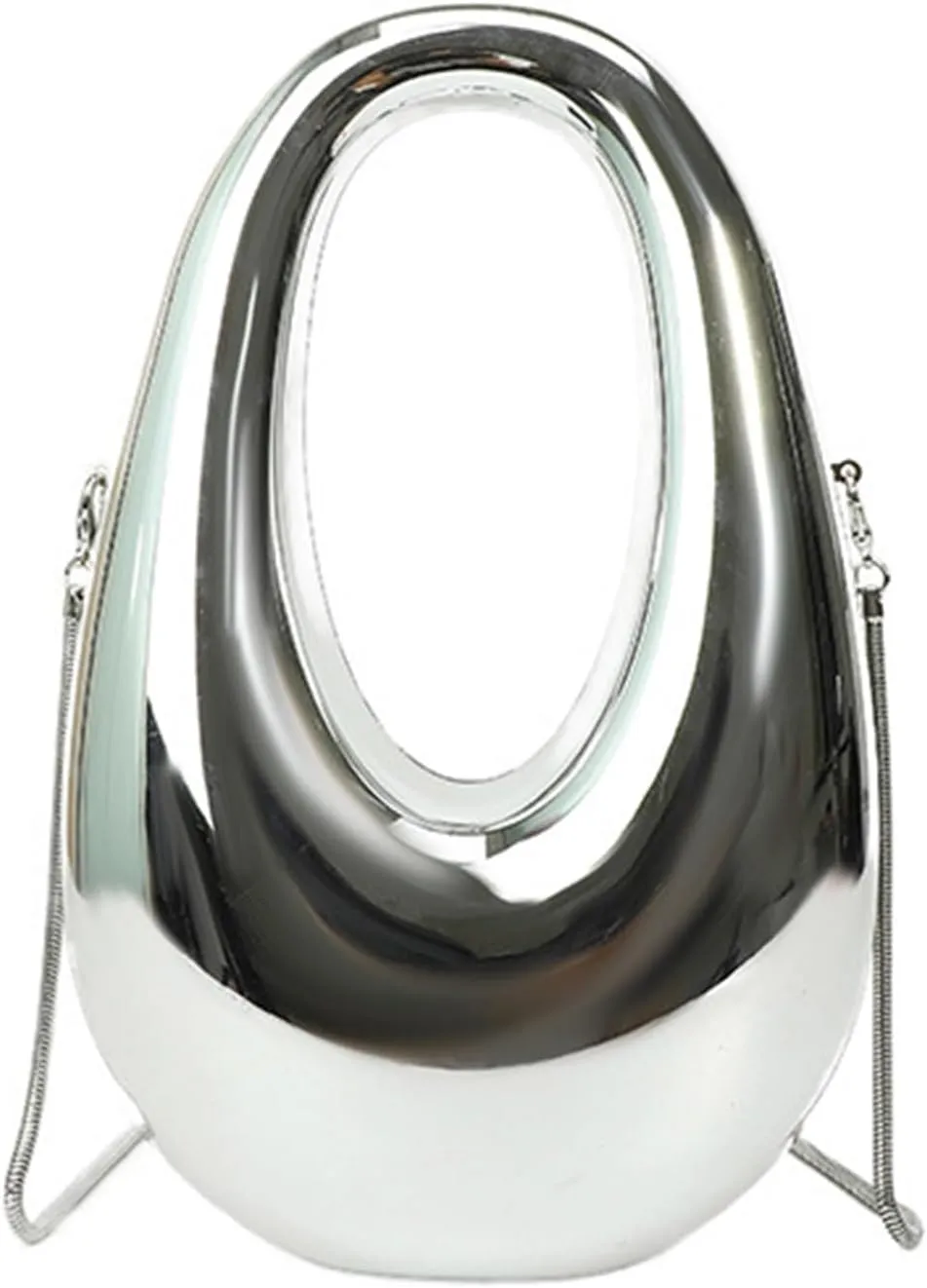 Acrylic Moon Shape Evening Clutch Purse For Women Metal Chains Unique Shoulder Bag Handbag For Wedding Party Prom (Silver,Female,Adult)