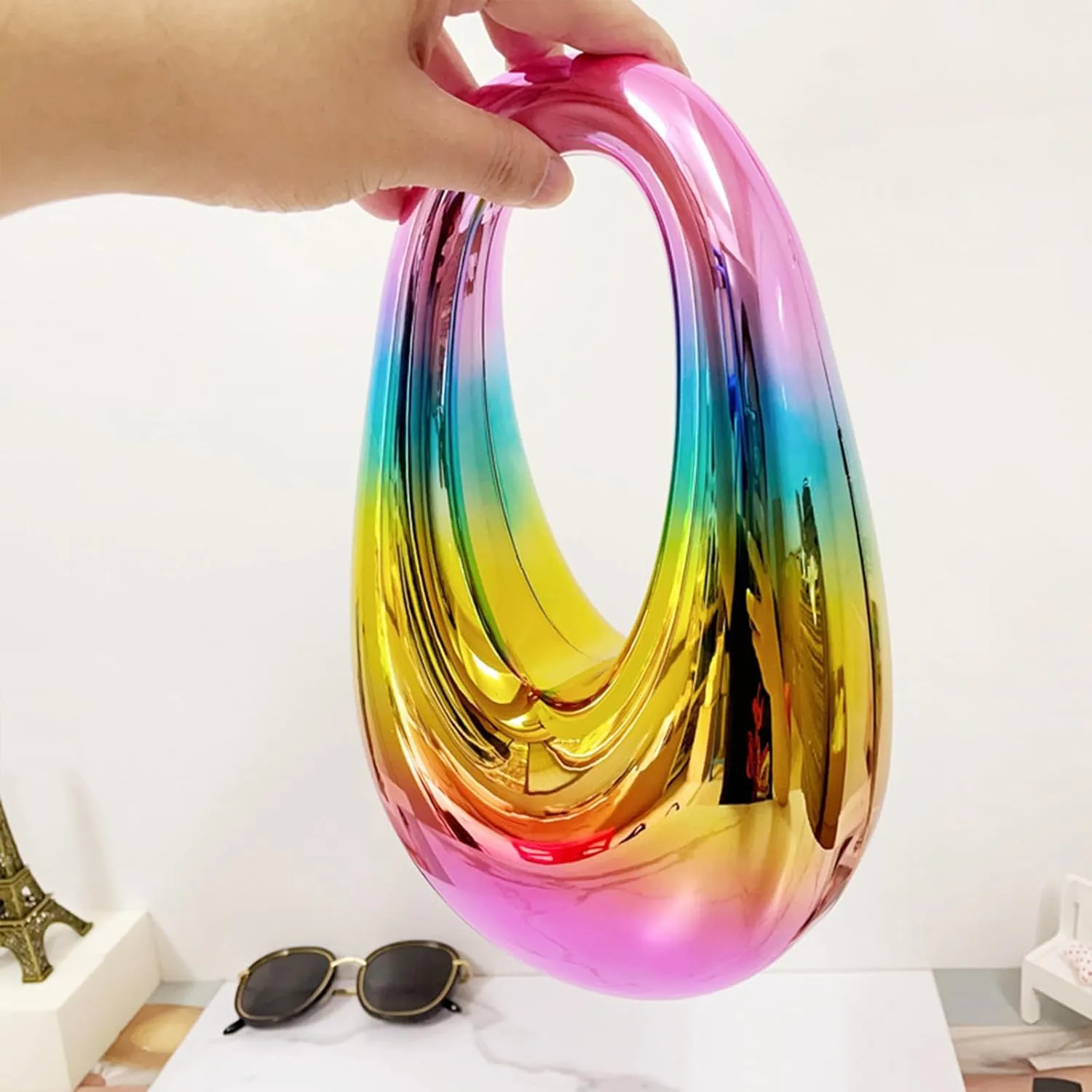 Acrylic Moon Shape Evening Clutch Purse For Women Metal Chains Unique Shoulder Bag Handbag For Wedding Party Prom (Silver,Female,Adult)