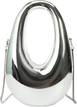 Acrylic Moon Shape Evening Clutch Purse For Women Metal Chains Unique Shoulder Bag Handbag For Wedding Party Prom (Silver,Female,Adult)