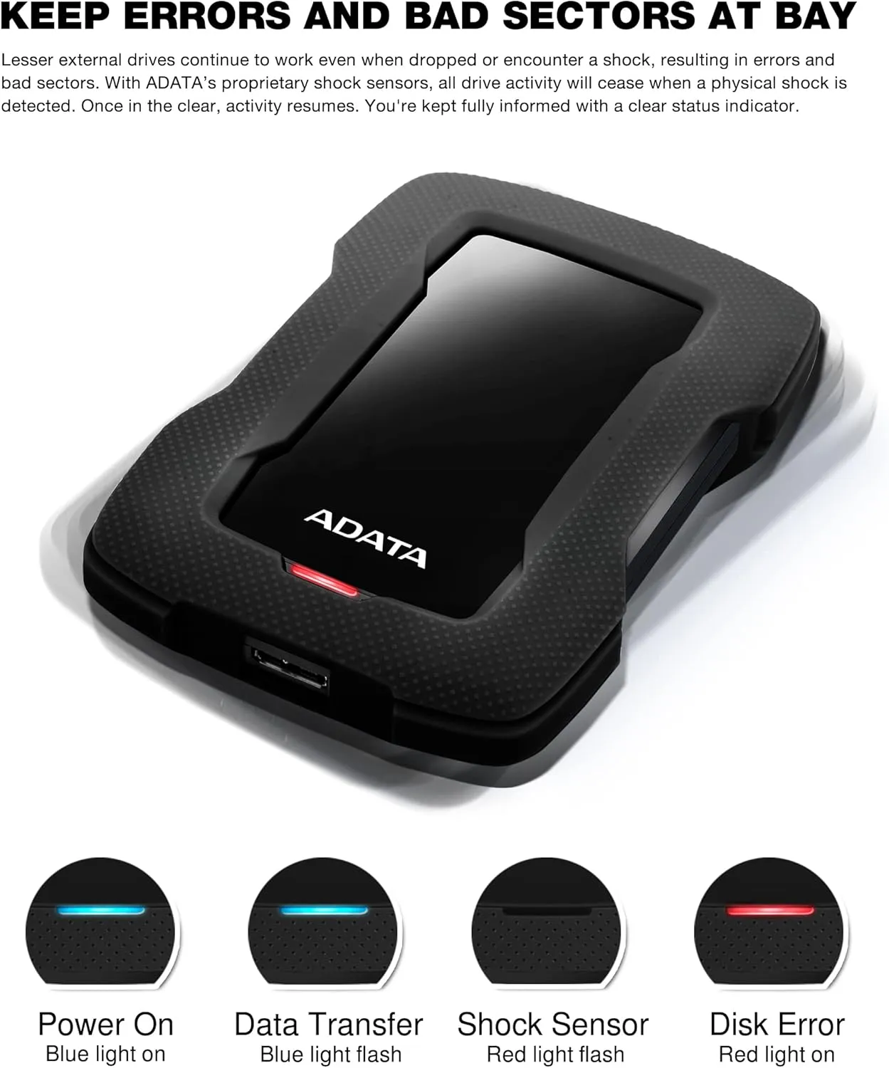 ADATA RIGTED Magnetic Disk Memory Drive (OUTERN) - AHD330-1TU31-CBK - 1TB