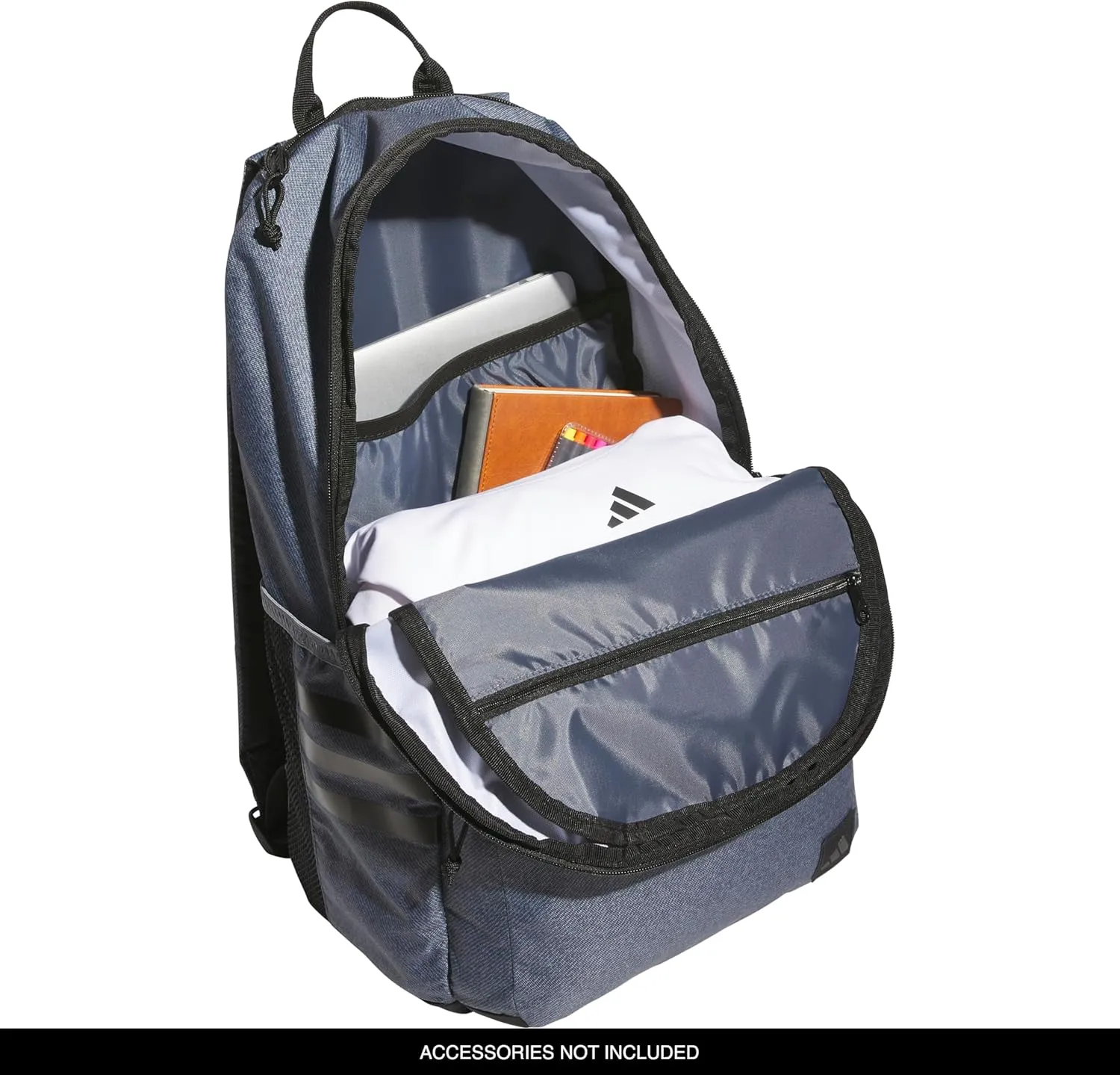 adidas 3-Stripe Classic Backpack for Men and Women, Bag with Laptop Sleeve, Twill Onix Grey/Black, One Size