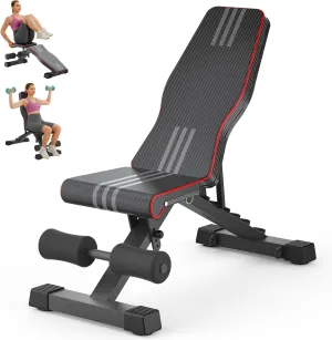 Adjustable Foldable 660LB Weight Bench, Lifting Sit-up Multi-use Workout Bench Exercise Bench Incline Decline Flat Utility Bench Press for Home Gym