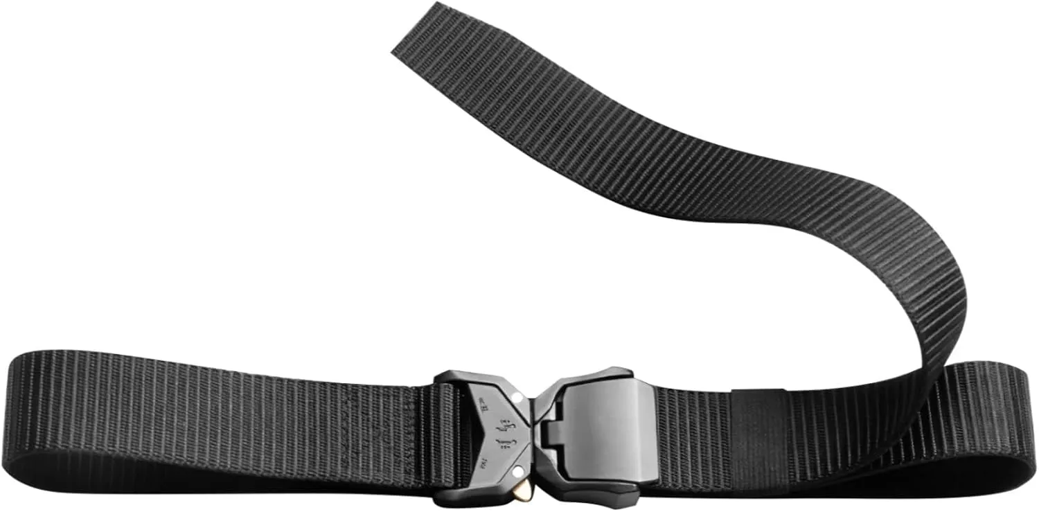 Adjustable Nylon Belt with Quick Release Buckle, Heavy Duty Webbing for Men and Women, Combat and Outdoor Utility Belt, Perfect for Jeans, Black