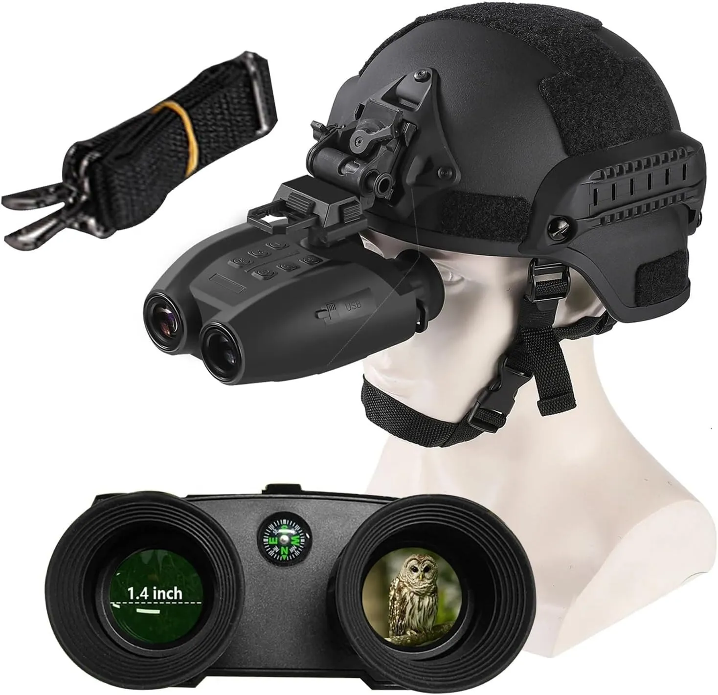 Adult Night Vision Binoculars, PVS-32 High-Definition Night Vision Device Digital Infrared Night Vision Goggles for Wildlife Observation Photography