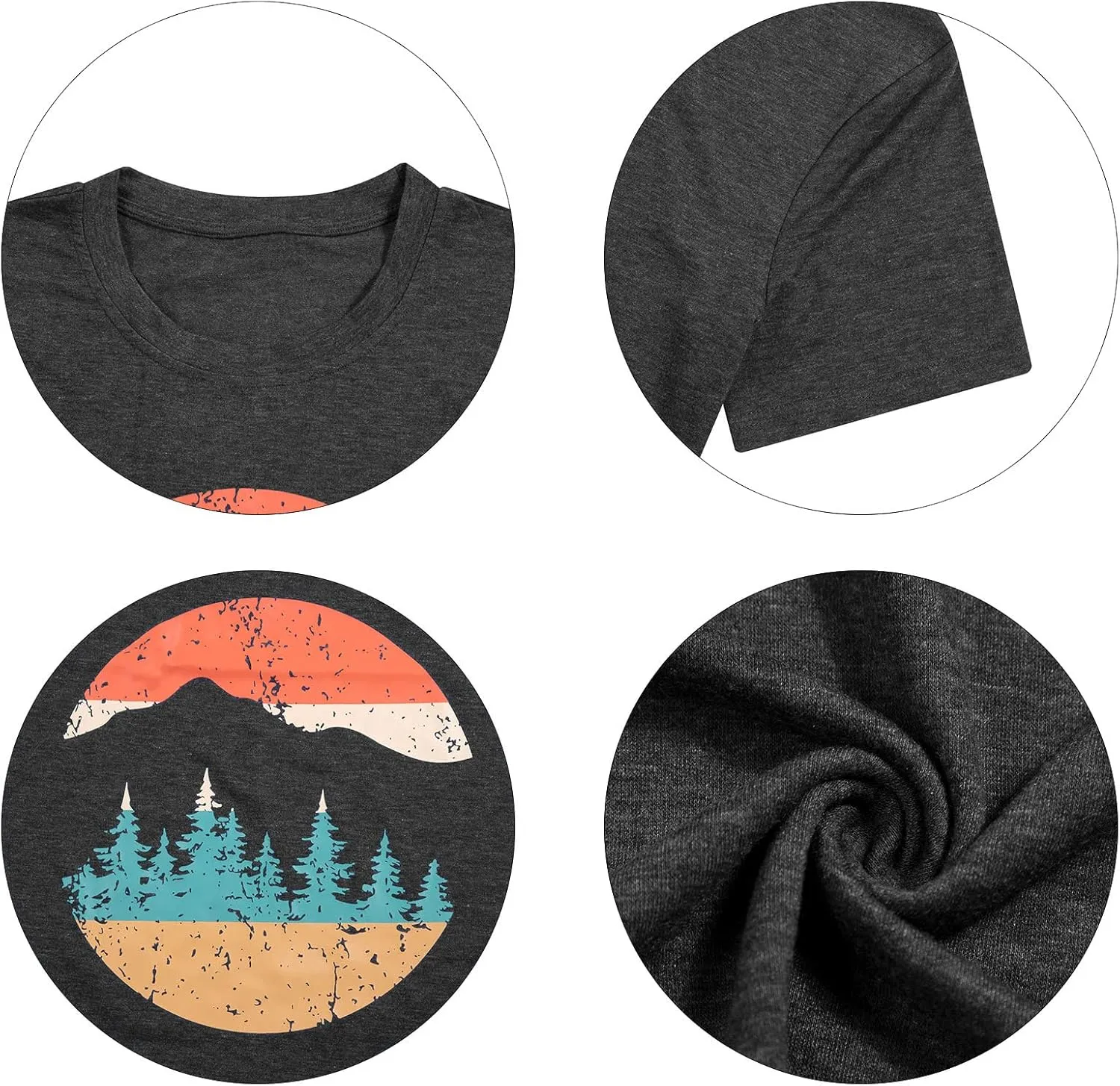 Adventure Shirts Women Funny Nature Graphic Tee Retro Camping Mountain T-Shirt Vintage Hiking Tops Casual Highway Tee