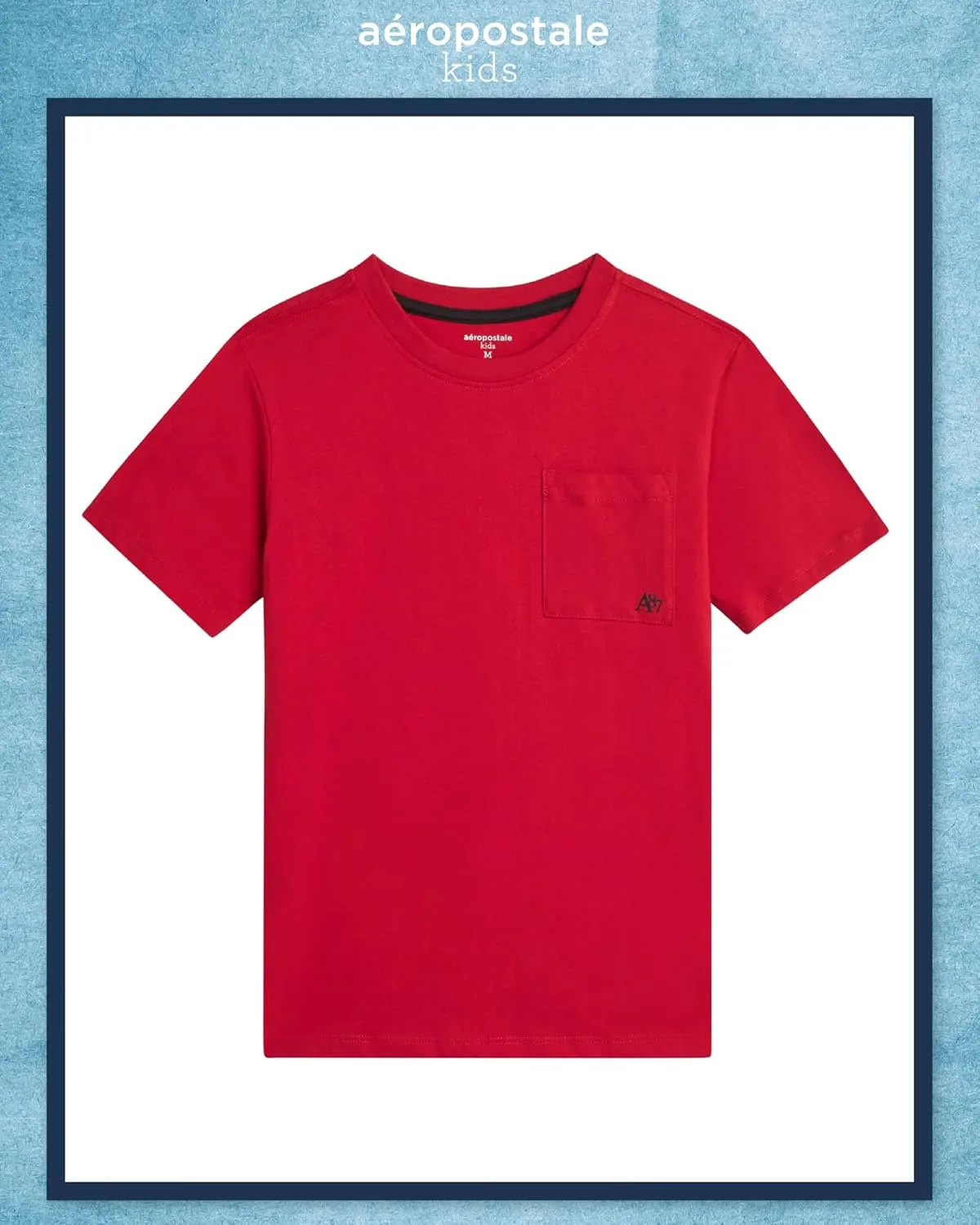 AEROPOSTALE Boys' Active T-Shirts - 3 Pack Soft Jersey Crew Neck Short Sleeve Logo Printed Pocket Tees for Boys (Sizes: 8-16)