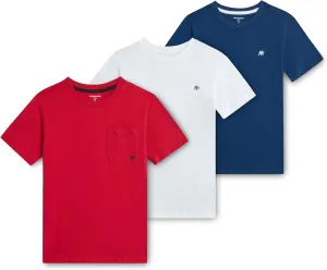 AEROPOSTALE Boys' Active T-Shirts - 3 Pack Soft Jersey Crew Neck Short Sleeve Logo Printed Pocket Tees for Boys (Sizes: 8-16)