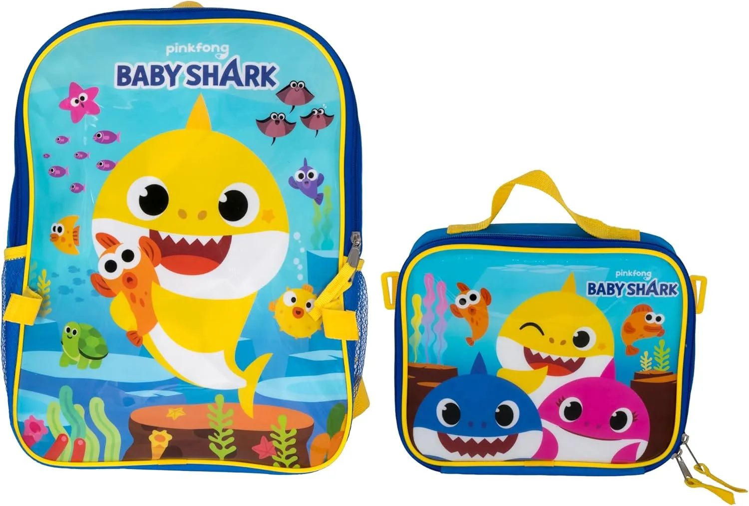 AI ACCESSORY INNOVATIONS Baby Shark 2 Piece Backpack Set, Boys & Girls 16" School Bag, Blue
