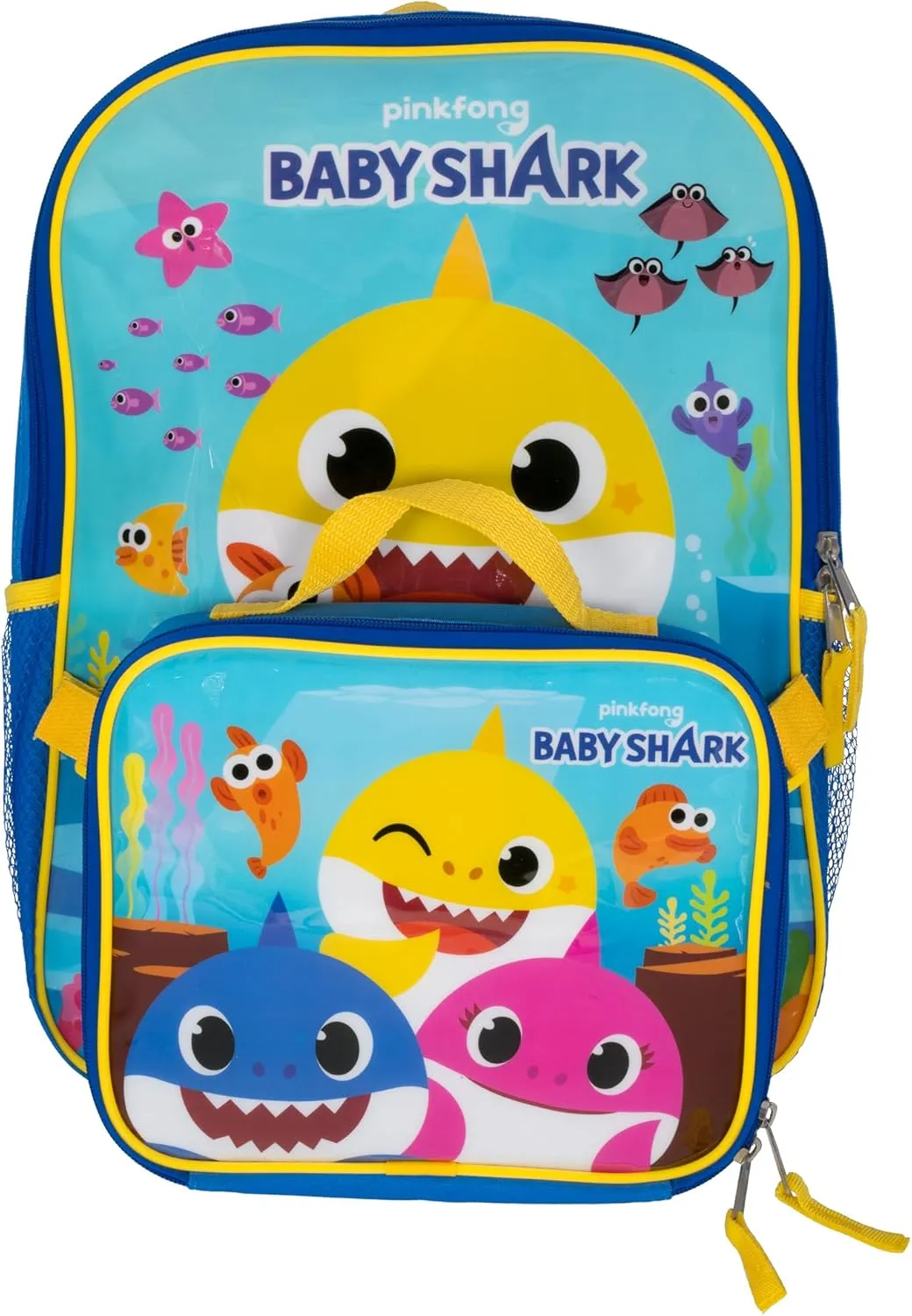 AI ACCESSORY INNOVATIONS Baby Shark 2 Piece Backpack Set, Boys & Girls 16" School Bag, Blue