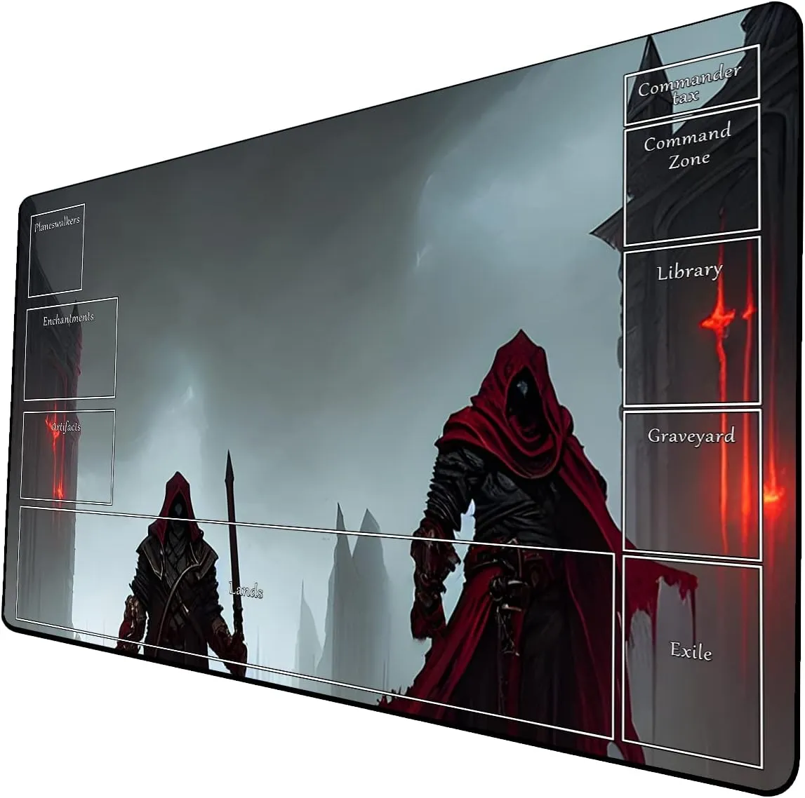 AI Painting TCG Playmat - MTG Trading Card Game Mat with Zone Layout, 24x14 Inches Premium MTG Play Mat - The Perfect Companion for Intense Card Battles - Fantasy Dark Skull Black Lotus 424A183