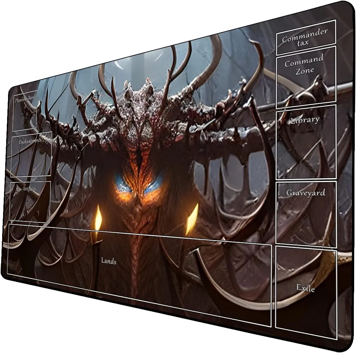 AI Painting TCG Playmat - MTG Trading Card Game Mat with Zone Layout, 24x14 Inches Premium MTG Play Mat - The Perfect Companion for Intense Card Battles - Fantasy Dark Skull Black Lotus 424A189