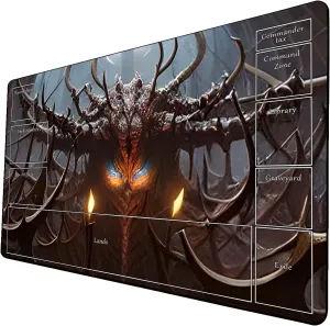 AI Painting TCG Playmat - MTG Trading Card Game Mat with Zone Layout, 24x14 Inches Premium MTG Play Mat - The Perfect Companion for Intense Card Battles - Fantasy Dark Skull Black Lotus 424A189