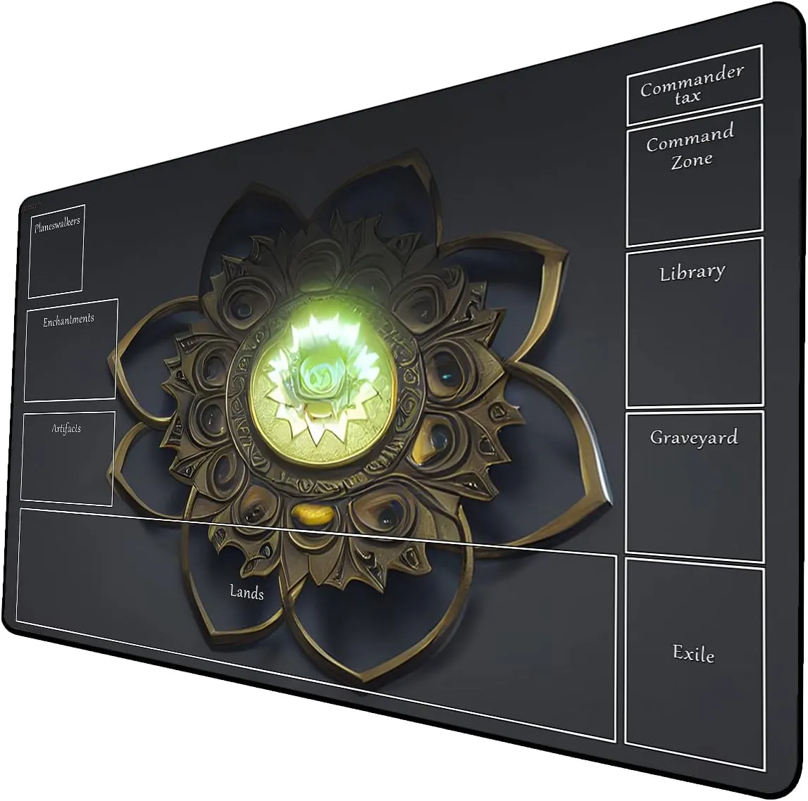 AI Painting TCG Playmat - MTG Trading Card Game Mat with Zone Layout, 24x14 Inches Premium MTG Play Mat - The Perfect Companion for Intense Card Battles - Fantasy Dark Skull Black Lotus 424A348