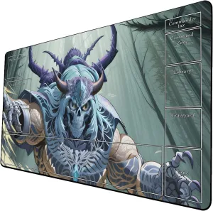 AI Painting TCG Playmat - MTG Trading Card Game Mat with Zone Layout, 24x14 Inches Premium MTG Play Mat - The Perfect Companion for Intense Card Battles - Fantasy Dark Skull Black Lotus 509A009
