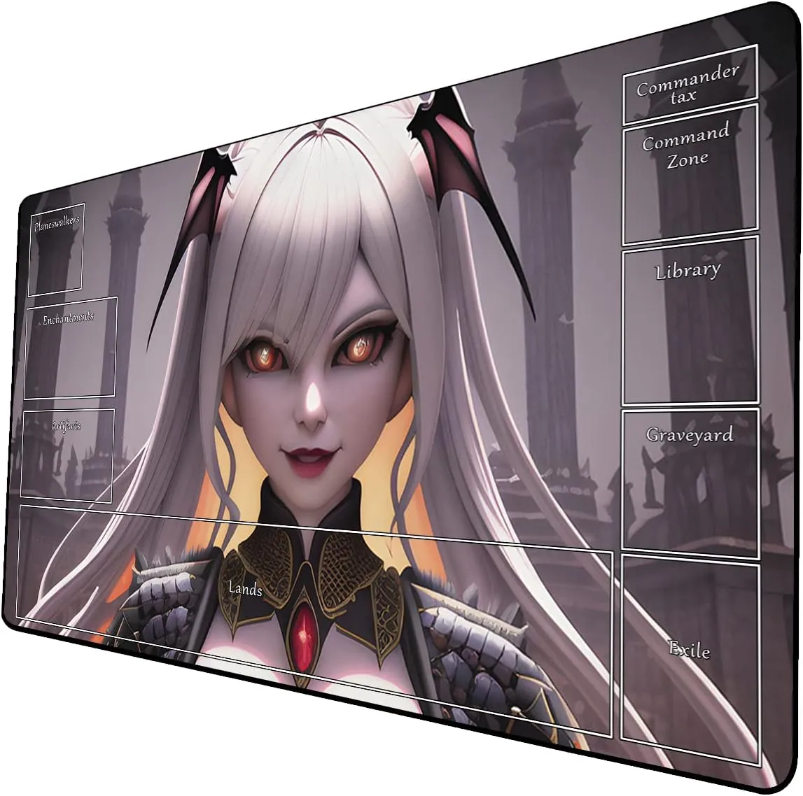 AI Painting TCG Playmat - MTG Trading Card Game Mat with Zone Layout, 24x14 Inches Premium MTG Play Mat - The Perfect Companion for Intense Card Battles - Fantasy Dark Skull Black Lotus 519A123