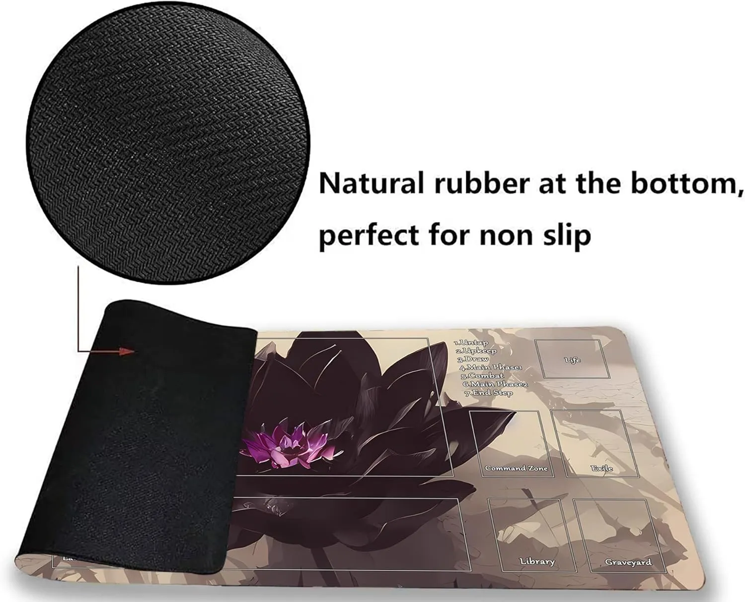 AI Painting TCG Playmat - MTG Trading Card Game Mat with Zones, 24x14 Inches Premium MTG Play Mats - The Perfect Companion for Intense Card Battles - Fantasy Dark Vampire Lotus-182