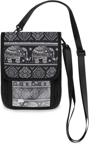 ALAZA Ethnic Elephant Bohemian Boho Small Crossbody Wallet Purse Cell Phone Bag Rfid Passport Holder with Credit Card Slots