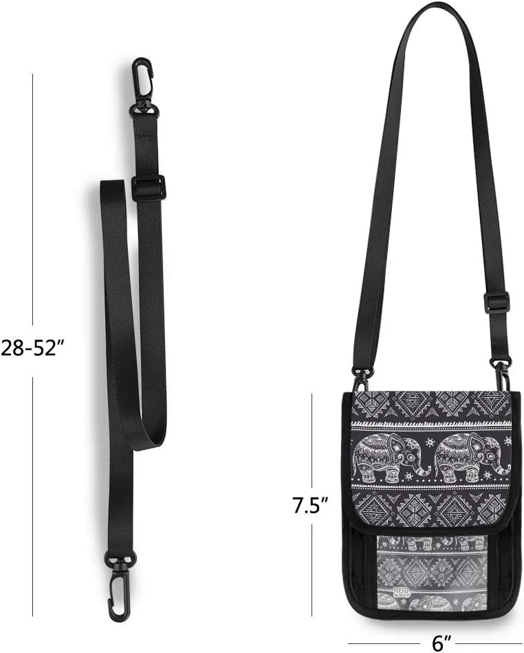 ALAZA Ethnic Elephant Bohemian Boho Small Crossbody Wallet Purse Cell Phone Bag Rfid Passport Holder with Credit Card Slots