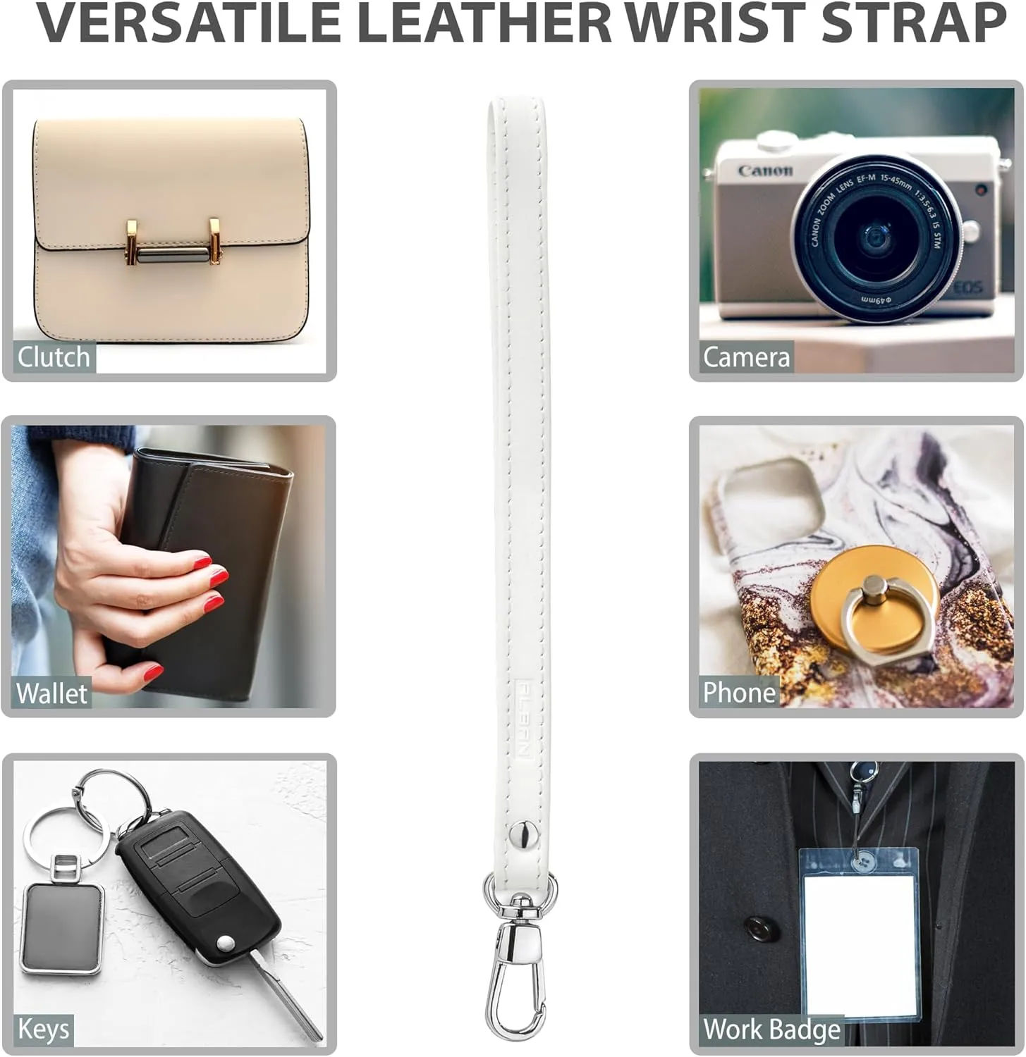 Alban Leather Wrist Strap for Wallet, Clutch, Keys, Wristlet Purse, Keychain for Women and Men