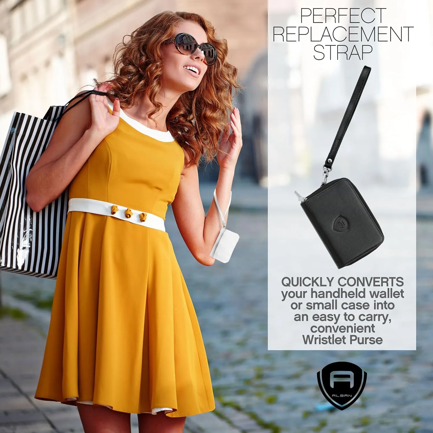 Alban Leather Wrist Strap for Wallet, Clutch, Keys, Wristlet Purse, Keychain for Women and Men