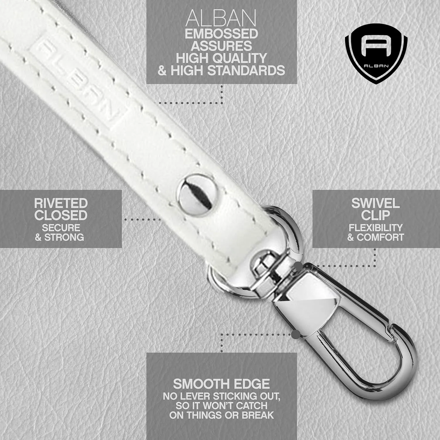 Alban Leather Wrist Strap for Wallet, Clutch, Keys, Wristlet Purse, Keychain for Women and Men