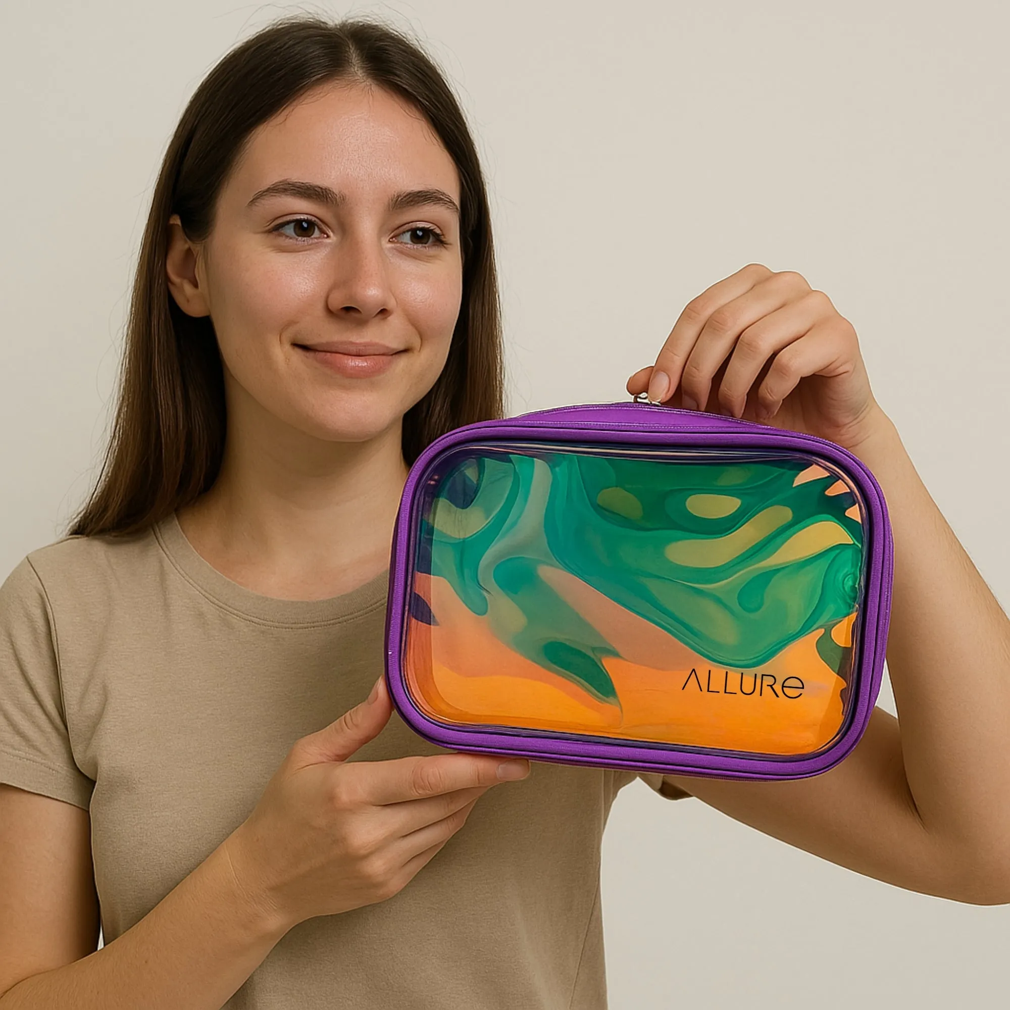 Allure Holographic Zipper Makeup Bag