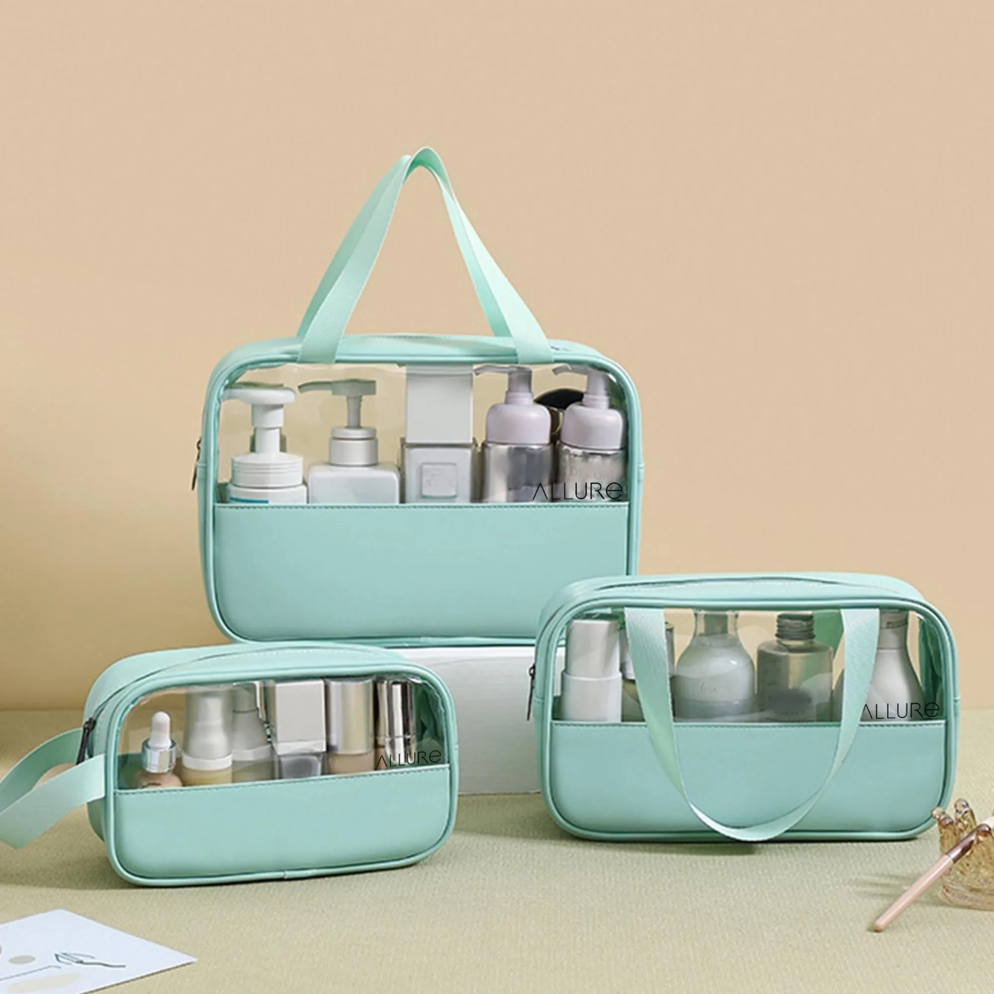 AllureToiletry Bag Green - Pack of 3