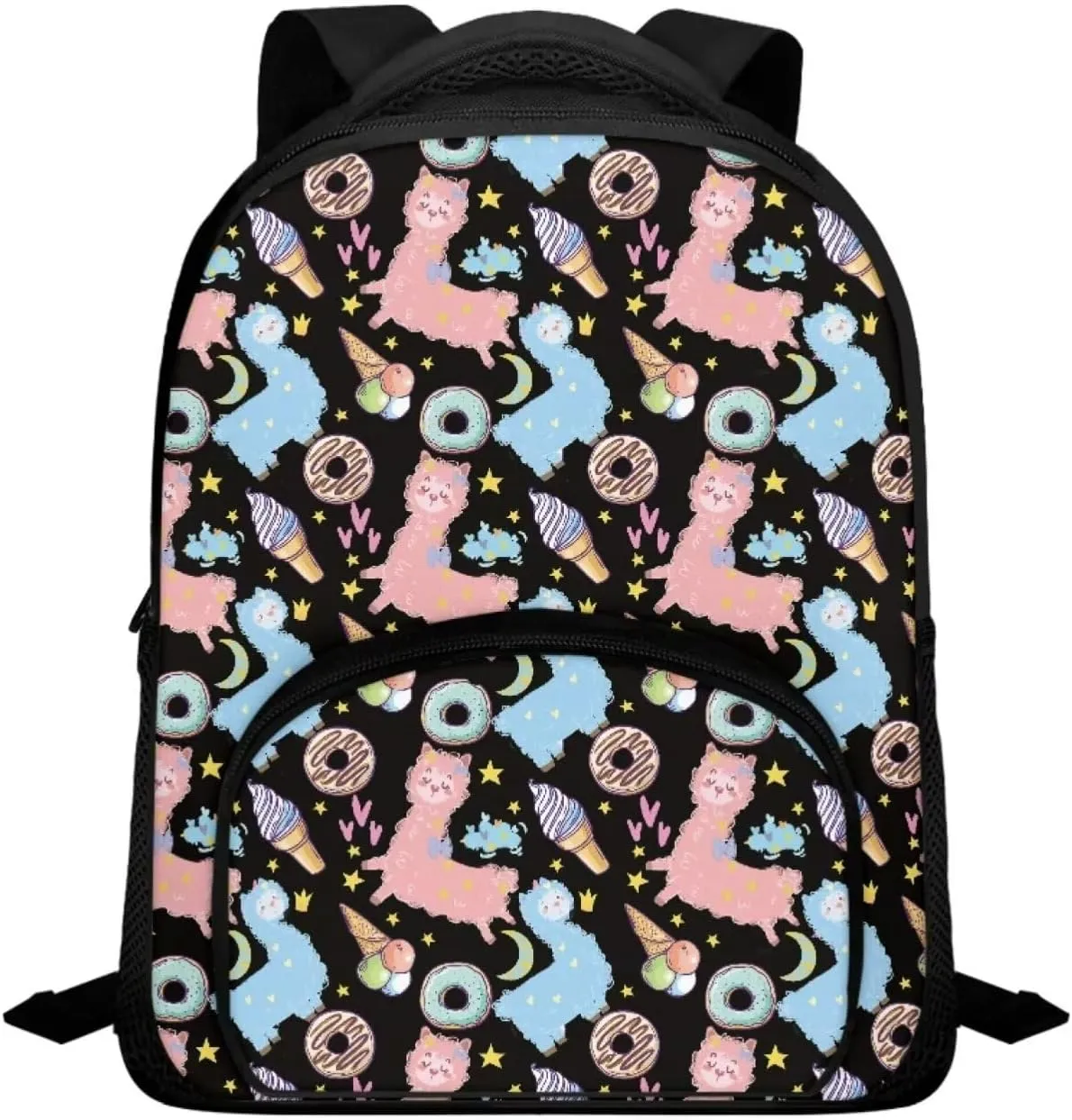 Alpaca Ice Cream School Backpack for Kids Boys Bookbag 12Inch School Bag Bagpack Teens Girls Travel Purse Large Daypack Rucksack Middle School Student Bag