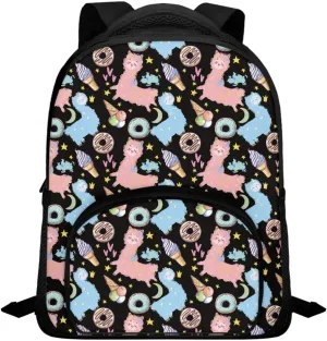 Alpaca Ice Cream School Backpack for Kids Boys Bookbag 12Inch School Bag Bagpack Teens Girls Travel Purse Large Daypack Rucksack Middle School Student Bag