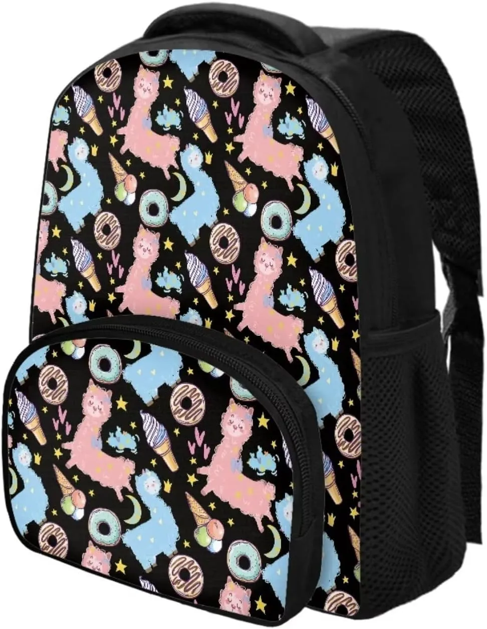 Alpaca Ice Cream School Backpack for Kids Boys Bookbag 12Inch School Bag Bagpack Teens Girls Travel Purse Large Daypack Rucksack Middle School Student Bag