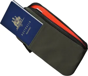 ALPAKA Zip Travel Wallet Green Axoflux 210D - RFID Passport Holder - Self Locking Zipper - Tear Resistant Material - Four Pockets and Two Card Slots - HUB Accessories Compatible