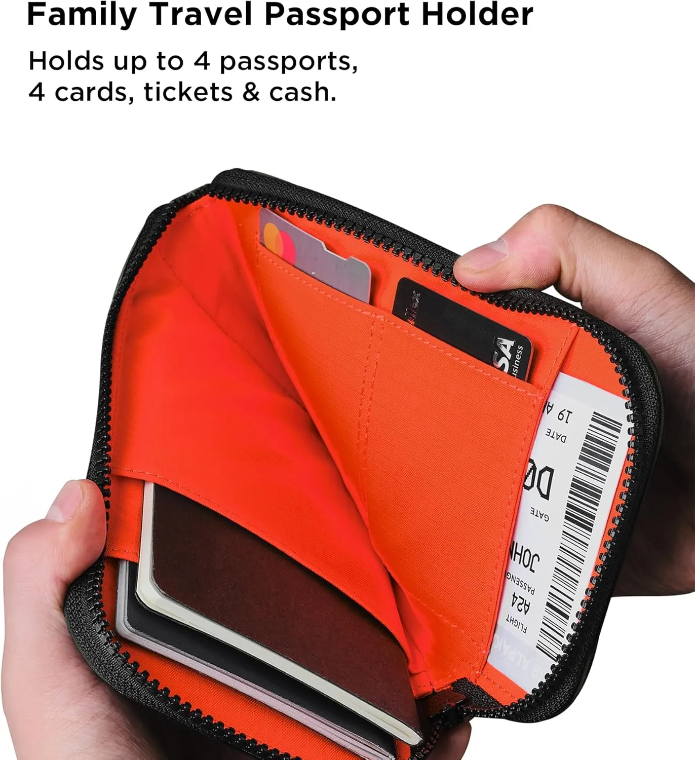 ALPAKA Zip Travel Wallet Green Axoflux 210D - RFID Passport Holder - Self Locking Zipper - Tear Resistant Material - Four Pockets and Two Card Slots - HUB Accessories Compatible