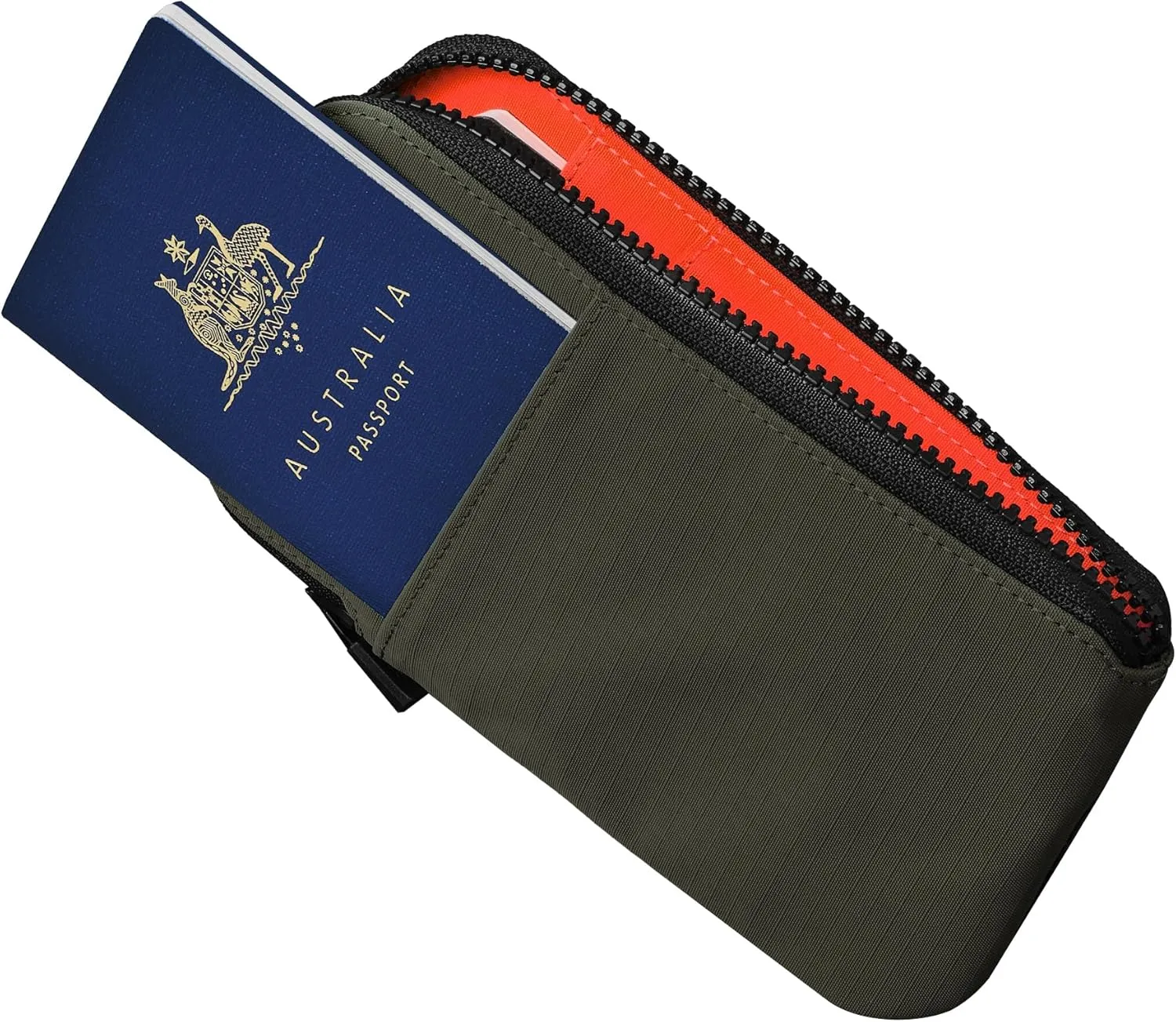 ALPAKA Zip Travel Wallet Green Axoflux 210D - RFID Passport Holder - Self Locking Zipper - Tear Resistant Material - Four Pockets and Two Card Slots - HUB Accessories Compatible